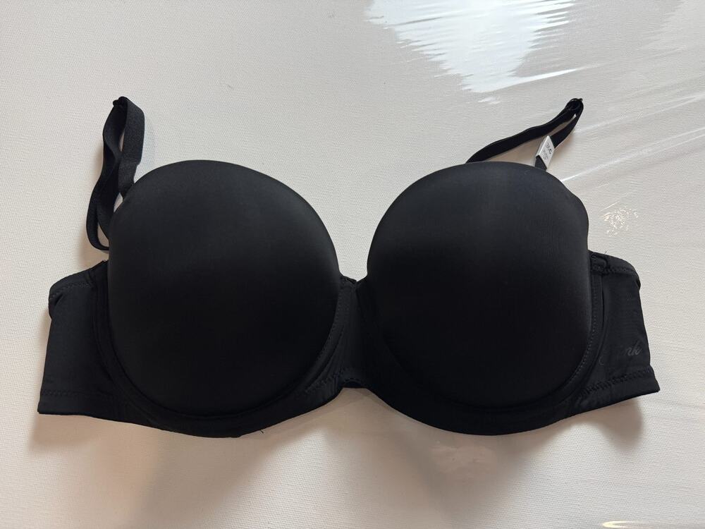 Victoria's Secret PINK Strapless Push Up Bra 36C Black Convertible NWT